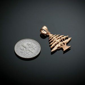 14k Rose Gold Cedar Oak Tree of Lebanon Lebanese Pendant